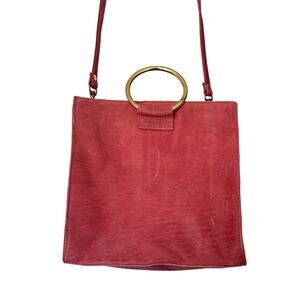 Ceri Hoover 'Simone' Dusty Rose Boho Chic Convertible Crossbody Leather Handbag